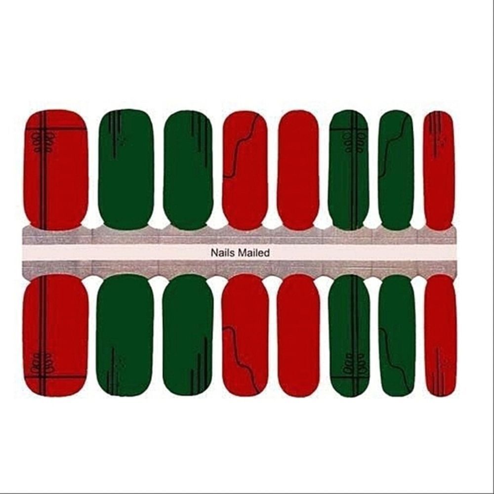 Holiday Nail Wraps Red Green 16 modern pattern. FREE WITH $25 PURCHASE